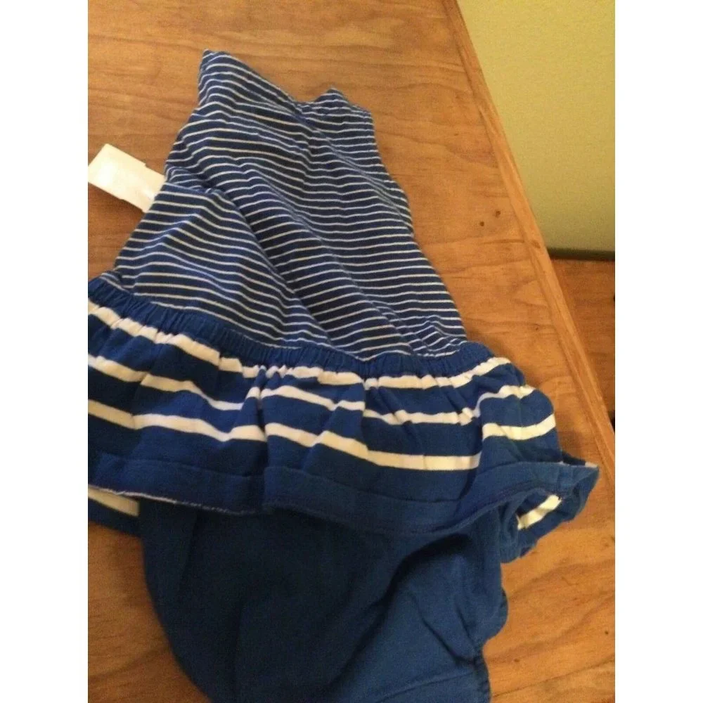 BabyGap Blue and White Striped Cotton Dress 3-6 months GUC Matching Bloomers